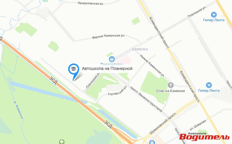 Расположение филиала «Автошкола на Планерной» — автошкола «Водитель», Санкт-Петербург